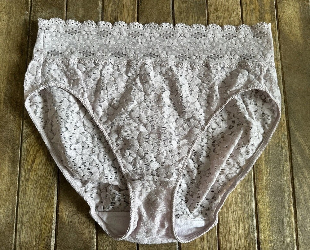 Vtg Wacoal 5/S Floral Lace French Cut Mauve Panty Panties Brief