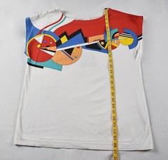 Vtg HEAD Tennis Boho T-Shirt Womens Medium M Cap Sleeve Graphic White Multicolor
