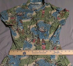 Kahala Hawaii Collection Hawaiian Dress Womens L Tropical Hula Girl Rayon Button