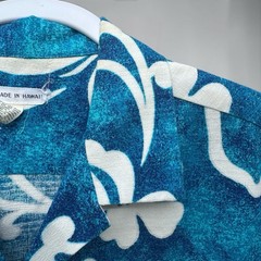Vintage Karen Ann Hawaii Honeymoon Set His Hers Matching Dress Shirt Blue Floral