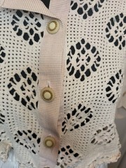 Vtg 90’s Pink White Gingham Crochet Cropped Button Up 16 Cottage Fairy Coquette