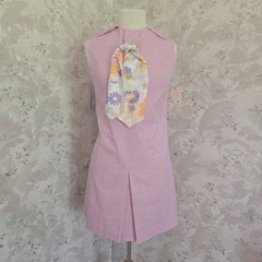 Vintage 1960s Pink Cotton Polyester Dress Scarf Deadstock Original Tags Size 6