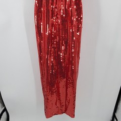 Alyce Designs Vintage Red Silver Sequin Floral Beaded Evening Gown Size 6 Slit
