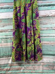 Vtg Karen Ann Hawaiian Maxi Psychedelic Print Bark Cloth Hostess Dress Neon