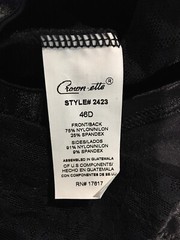 Vtg Black Lace Nylon Satin Bra Shaper Slip 46 D
