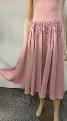 Vintage 1950s Beaded Hips Side Zipper Dusty Rose Faille Cocktail Dress Bust 34