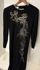Vintage Ricki Lang Nuit Womens Beaded Open Back Dress Black Sz 6