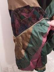 Vtg 90s Iridescent Patchwork Velvet Tapestry Full Zip Puffer Jacket Women’s XS