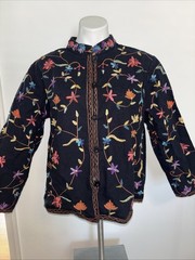 Vintage BFA Classics Embroidered Boho Jacket Floral India Cotton
