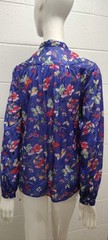 70s Organically Grown Beautiful Blouse Butterflies Watercolor Cobalt Arpeja ART