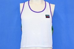 vtg 80s IN SPORT NYLON COLORBLOCK RACERBACK MESH TANK WOMEN’S t-shirt MEDIUM M
