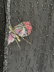 Vintage New Options Butterfly Dragonfly Maxi Dress Jacket Beaded Sequin Medium
