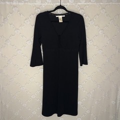 VTG Max Studio Rayon Blend Little Black Opaque Dress Bell Sleeves Medium 36 Bust