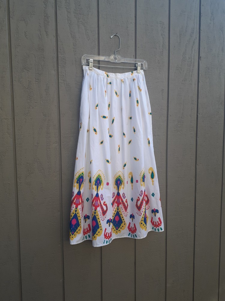 Vtg 70s Claude Skirt Made in Brazil Long Maxi Pockets 27 XS S Latin America
