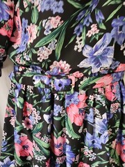 Vtg Breli Floral 70s-80s Dress Belted Lace Cottage Core Union Made USA Size 12