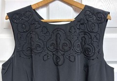 1990’s Vintage Patrick Collection 100% Silk Sheath Dress Black Size 12 Beaded