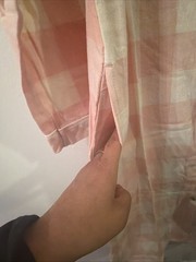 National Pearl Snap Night Gown Pink Plaid Grannycore Petit Small 3/4 Sleeve