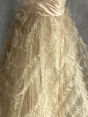 Vintage 1950’s Tulle Layered Cupcake Formal Full Length Dress Peach Beige Sz S