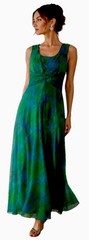 VTG 60s Custom Made Goddess Empire Bust Silk Chiffon Ruched Waist Maxi Dress S