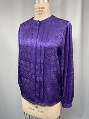 Vintage Blouse SIZE 8 MEDIUM purple MARLIS ELLE DESIGNS 80s 90s classic pleat