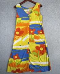 Jams World VTG 90s Floral Colorblock Maxi Dress Button Front Pocket M Bright