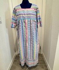 Women’s Vintage 80’s Rainbow House Dress Pastels Size XL Nursing Moms Mumu