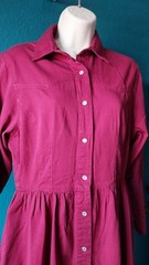 Vintage 80’s Red Denim Western Style Dress Pearl Snap Button Gitano Medium