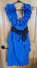 VTG Retro Blue Party Dress 80s Style Ladies Garment Workers Union Sz 7/8 ILGWU