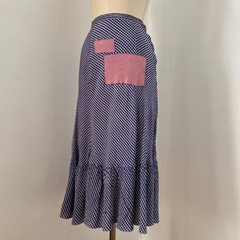 Vintage 1940s Blue Gingham Rayon Skirt Patched Bias 26 27 in Waist Small