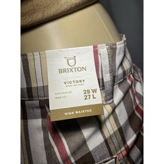 BRIXTON Victory Retro 70’S Wide Leg High Waist Cropped Plaid Pants 29X27 NWT