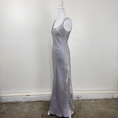 Jump 90s Y2k Vintage Purple Metallic Iridescent Formal Gown Maxi Dress Sz 5-6 S