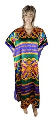 Vintage 1980s Winlar Baroque Short Sleeve Satin Kaftan House Dress One Size