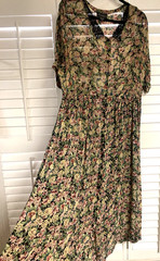 Vintage Nostalgia Sheer Floral Button Up Dress Prairie Cottagecore Style Large