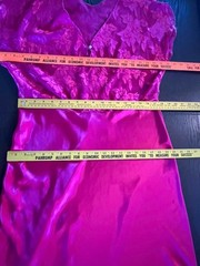 VTG Jenelle of California Fuchsia Hot Pink Floral Satin Long Nightgown Plus 1X