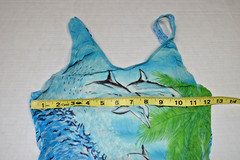 Vintage Swimsuit Solar One Size 90s Sheer Stretchy Ocean Dolphins Made Poland
