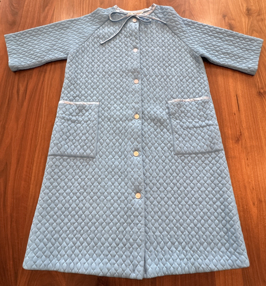 Vintage Beau Sure by Basila Blue Quilted House Coat Robe Medium Original Tag