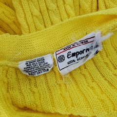 Vintage Emporium Yellow Cable Knit Cardigan Sweater Womens S Taiwan 100% Acrylic