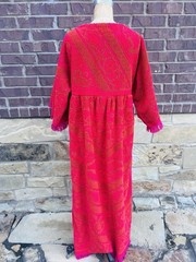 Vintage Red Orange Terry Towel Maxi Dress Caftan Lounge Coverup Handmade READ