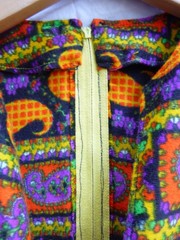 handmade Vintage short sleeve top orange red green yellow purple