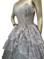 Vtg 50s Sz S 34 B 25 W Lavender Blue Prom Gown Dress Cupcake Strapless