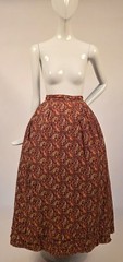 VICTORIAN 1870’S PAISLEY PATTERN CHALLIS WOOL SKIRT W RUFFLE BOTTOM FR MUSEUM