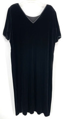 VTG Jacqueline Ferrar women’s 22W/2X Black Velvet Velour midi shift dress Y2K