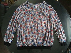 VTG 80s USA made Women Plus Size Top Long Sleeves Graphic Floral Buttons 24W 26W