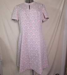 Vintage 60s 70s Volup Orange Cream Silver Glittery Dress XL A Line Floral Union
