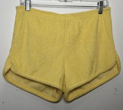 Vintage 70s Joanna Terry Cloth Dolphin Shorts Yellow S/M Retro Resort