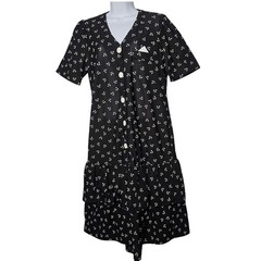 Tabby Of California Vintage Ditsy Floral Dress Womens 12 Black Tiered Ruffle 90s