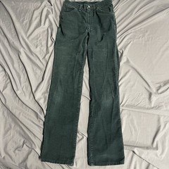 Vintage 60s 70s Wrangler Boot Cut Green Corduroy Pants Sz 26×30 Womens USA Made