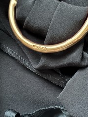 Vintage Prada Black Dress Pants Slacks Sz 44 Trousers W/Decorative Belt Italy