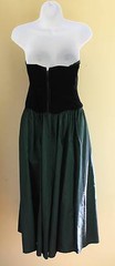 Laura Ashley 14 UK 12 US Vintage 80s Emerald Velveteen Taffeta Strapless Dress
