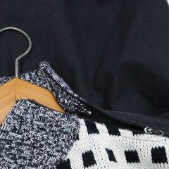 Vintage Oversized Geometric Sweater M Black White Checkered Organically Grown